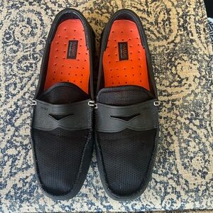 SWIMS Penny Loafers Men Sz 12 Water Casual Boat Shoes Black Slip On